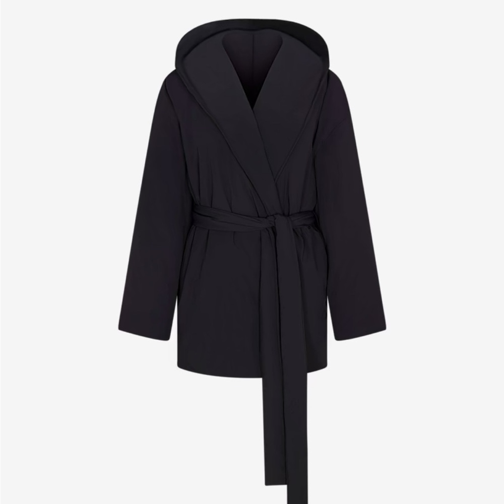 NIKE SKIMS collab Woven Nylon Black Obsidian Women’s Wrap Coat size small NEW